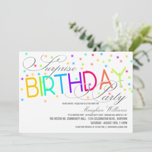 Invitations Surprise Anniversaire (Debout devant)