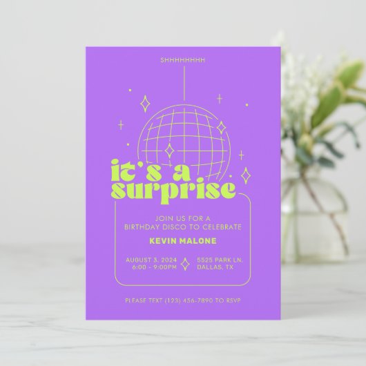 Invitations Surprise Disco Party (Debout devant)