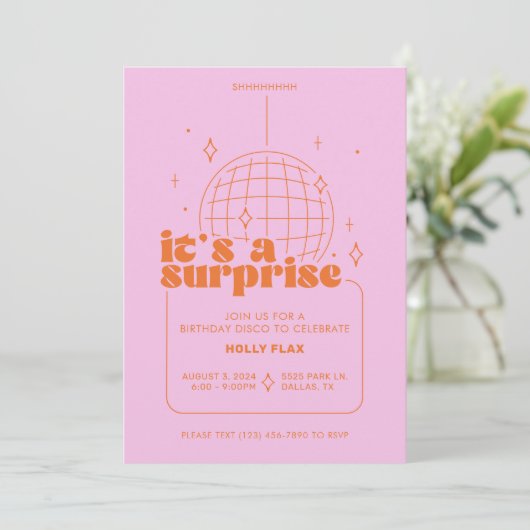 Invitations Surprise Disco Party (Debout devant)
