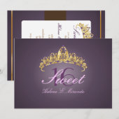 Invitations Sweet 16/ tiara/améthyste (Devant / Derrière)