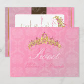 Invitations Sweet 16/ tiara/ Damask rose (Devant / Derrière)