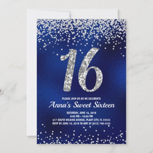 Invitations Sweet sixteen Sparkle (Devant)
