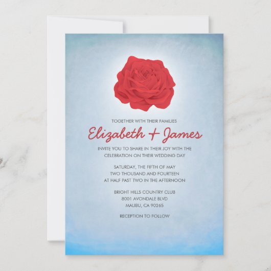 Invitations tendance Floral Blue et Red Wedding (Devant)
