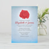 Invitations tendance Floral Blue et Red Wedding (Debout devant)