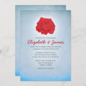 Invitations tendance Floral Blue et Red Wedding (Devant / Derrière)