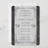 Invitations texturées de diplômes en noir et blanc (Dos)