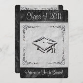 Invitations texturées de diplômes en noir et blanc (Devant / Derrière)