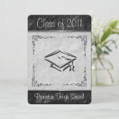 Invitations texturées de diplômes en noir et blanc (Debout devant)