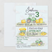 Invitations thématiques de tracteur vert personnal (Devant / Derrière)