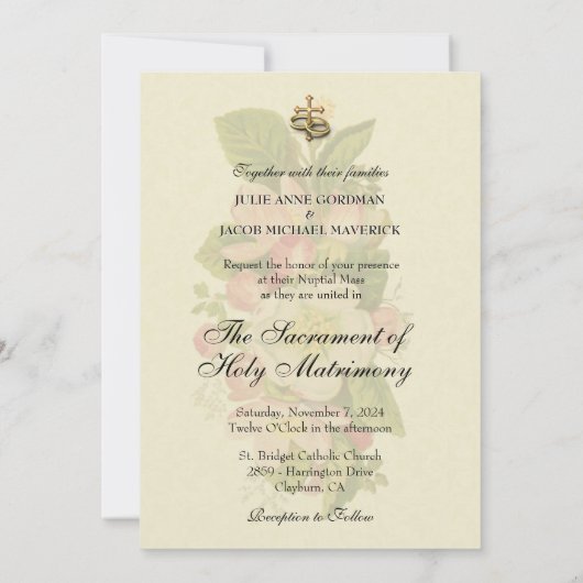 Invitations traditionnelles de mariage floral cath (Dos)