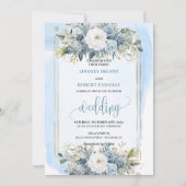 Invitations traditionnels Dusty Blue White Gold Fl (Devant)
