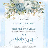 Invitations traditionnels Dusty Blue White Gold Fl