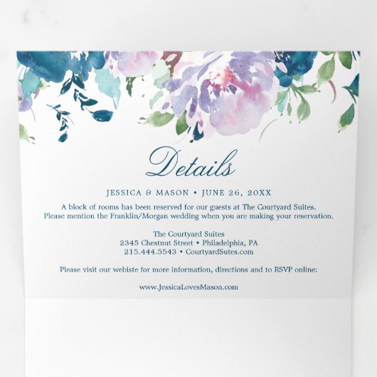Invitations Tri-Fold Mariage de la Marine (Intérieur en premier)