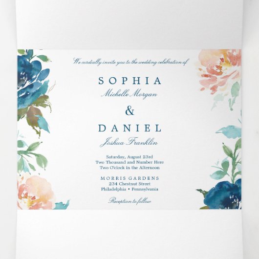 Invitations Tri-Fold Mariage de la Marine (Intérieur au milieu)