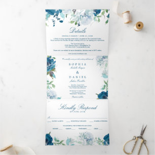 Invitations Tri-Fold Mariage de la Marine