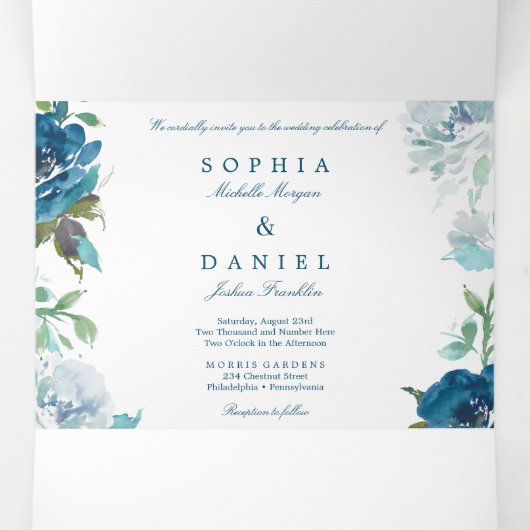 Invitations Tri-Fold Mariage de la Marine (Intérieur au milieu)