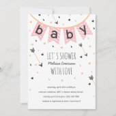 Invitations Tribal Baby Shower | Fille rose (Devant)
