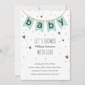 Invitations Tribal Baby Shower | Menthe neutre (Devant)