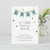 Invitations Tribal Baby Shower | Menthe neutre (Debout devant)