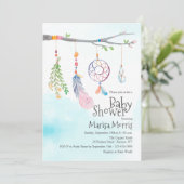 Invitations tribaux de baby shower de plume (Debout devant)