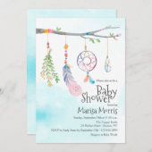 Invitations tribaux de baby shower de plume (Devant / Derrière)