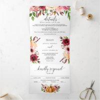 Invitations triplées du Mariage Bliss Automne RSVP