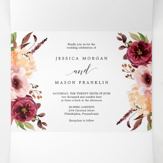 Invitations triplées du Mariage Bliss Automne RSVP (Intérieur au milieu)