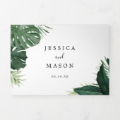 Invitations Tropical Monstera Mariage Tri-Fold (Page de couverture)