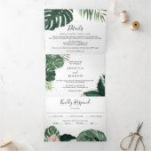 Invitations Tropical Monstera Mariage Tri-Fold (Intérieur)
