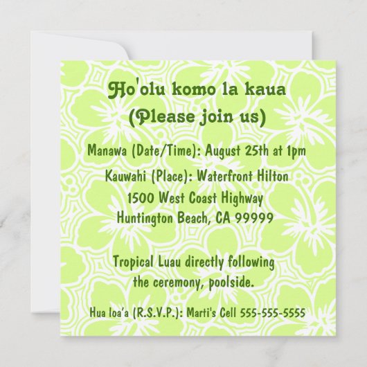 Invitations tropicales de Kono Hibiscus (Dos)