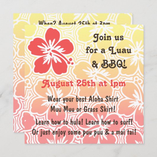 Invitations tropicales de Kono Hibiscus (Devant / Derrière)