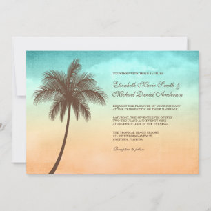 Invitations tropicales de mariage de palmier de