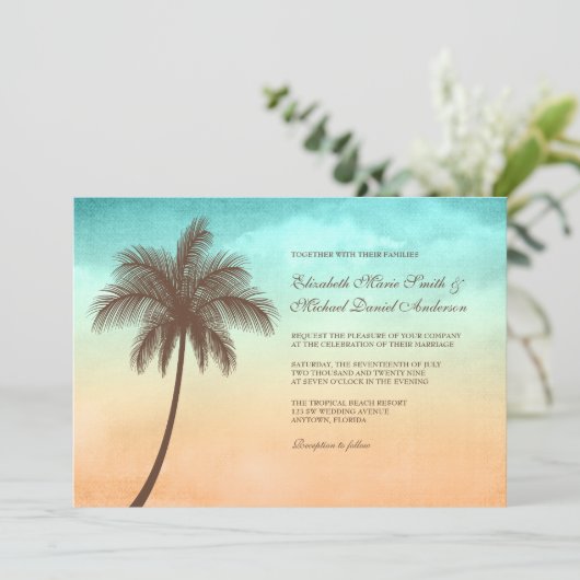 Invitations tropicales de mariage de palmier de (Debout devant)