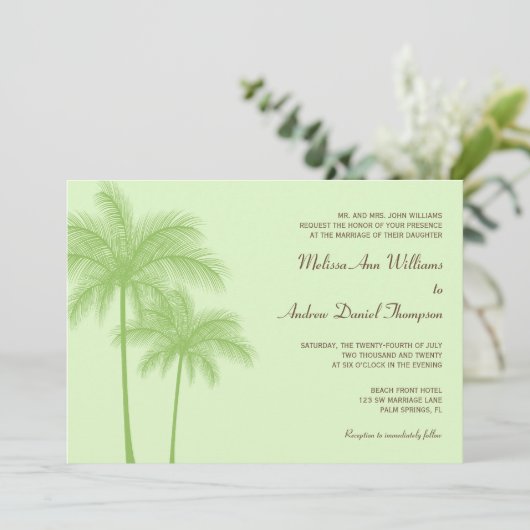 Invitations tropicales de mariage de palmier vert (Debout devant)