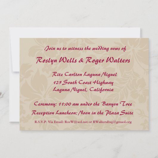 Invitations tropicales hawaïennes d'orchidée (Dos)