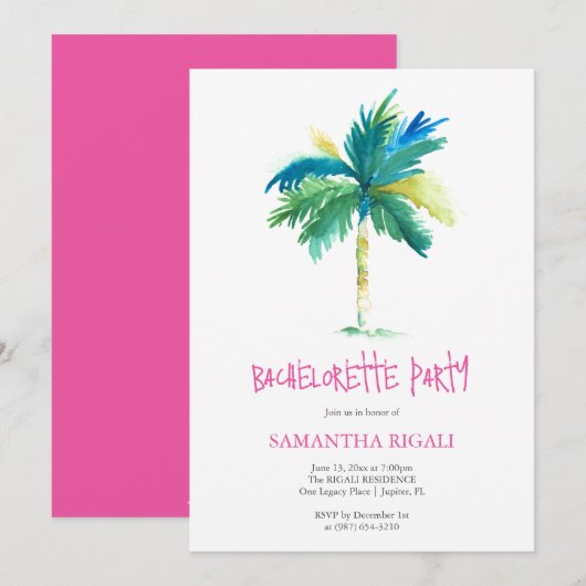 Invitations Tropicales Personnalisées Bachelorette (Devant / Derrière)