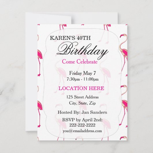 Invitations tropicales roses de fête (Devant)
