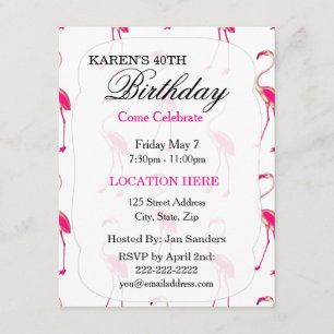 Invitations tropicales roses de fête