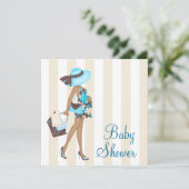 Invitations Turquoise Blue Baby Shower Invitations (Debout devant)