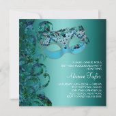 Invitations turquoise Blue Masquerade Party (Dos)