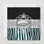 Invitations turquoise Blue Zebra Quinceanera (Devant)