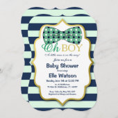 Invitations turquoise et Navy Bowtie Baby Shower (Devant / Derrière)
