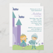 Invitations turquoise et violette de princesses et (Devant / Derrière)
