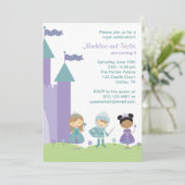 Invitations turquoise et violette de princesses et (Debout devant)
