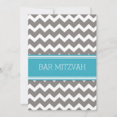 Invitations turquoise Grey Chevron Bar Mitzvah (Devant)