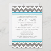 Invitations turquoise Grey Chevron Bar Mitzvah (Dos)