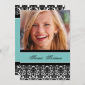 Invitations Turquoises à la fête du 16e anniversai (Devant / Derrière)