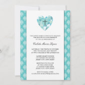 Invitations turquoises Damask Quinceanera (Devant)