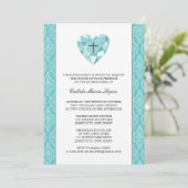 Invitations turquoises Damask Quinceanera (Debout devant)