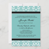 Invitations Turquoises de Bat mitzvah de Damas (Dos)